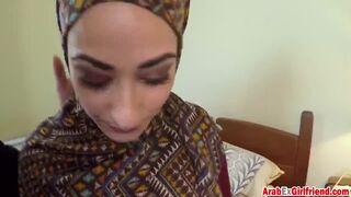 Good-looking Arab babe rides dick while getting boobs squeezed