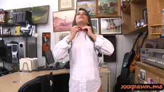 Card dealer shows off ass and gets fucked by pawn guy