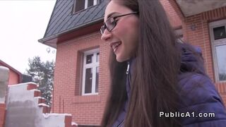 Paid brunette banging in public