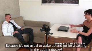 Female agent fucks handsome guy in office