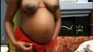 Pregnant Big Booty Ebony Bitch Rides A Stiff White Cock