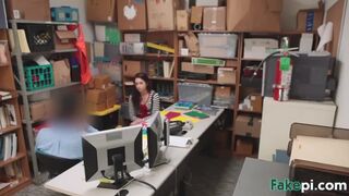Redhead pretty chick shop lift punished by the manager