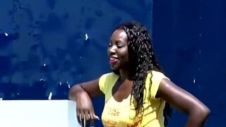 African Slut Marie Gold Shower Blowjob Outdoors