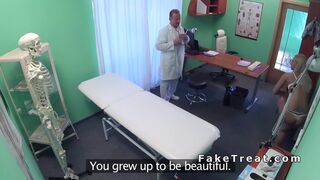 Sexy blonde in lingerie gets examination