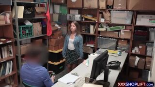 Cute and chubby teen shoplifter fucks the shop owner 