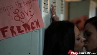 Teachers and students in a wild sex party at the school bus