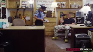 Horny big assed babe fucked a horny pawn man as payment