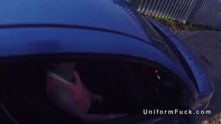 Fake cop pulls over sexy busty blonde then bangs her