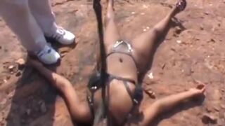 Black duo enjoying some fetish spanking in the outdoor