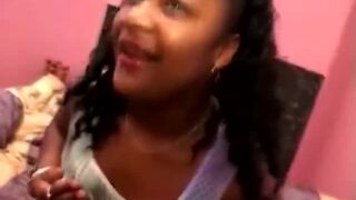 Pregnant ebony babe gets banged by a big white cock