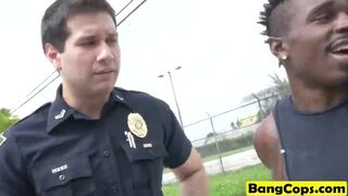 Doggy style threesome interracial cops blowjob