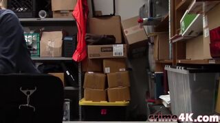 Blonde teen thief cop office doggy style fucking