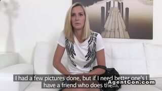 Tattooed fake agent bangs blonde in office