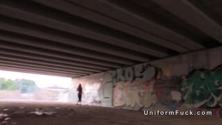 Fake cop bangs inked blonde in underpass