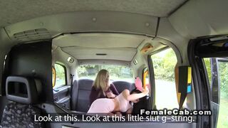 Lesbians licking on the bonnet of fake cab