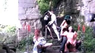 Ebony African amateur outdoors fingering interracial