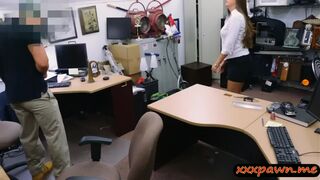 Big ass brunette woman pawns her pussy and pounded hard