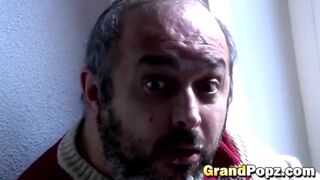 Blonde slut blowjob grandpa small dick garage