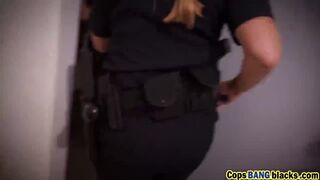 Blonde milfs in uniform feeding their lusty greedy plump pussies