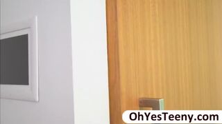 Teen Leah plays her pussy and she cant resist a big cock offer