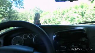 Blonde stranded teen bangs big dick in a truck