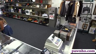 Hot busty babe railed by pawnshop owner in his office