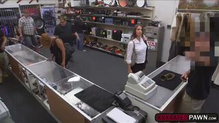 Horny pawn man makes out with a pretty brunette babe