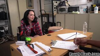 Desperate brunette college girl tries casting with BBC