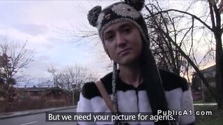 Picked up in public brunette gets fucked
