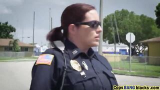 Black stud arrested forced blowjob ride busty cops