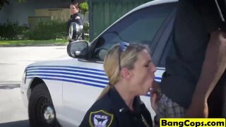 Milf cops sharing big black schlong doggy suck