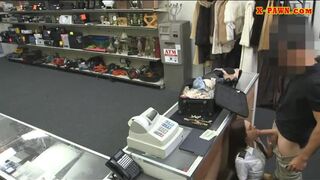 Latina stewardess sucks off and gets nailed at the pawnshop