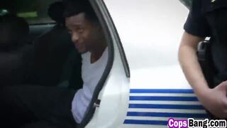 Kinky female cops chase arrest and fuck criminal outdoors