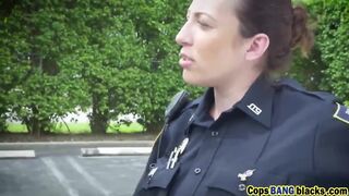Busty police sluts fucked hard outdoor by a black guy they arrested