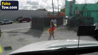 Fake Tow Car Big Dong Reverse Cowgirl Brunette