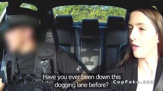 Sexy amateur babe bangs fake cop off the road