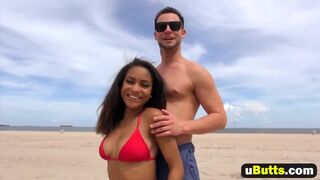 Olive skin cheeky girlfriend beach hardcore sex experience