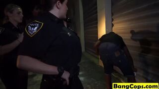 Slutty cops get drilled by black cock in threesome
