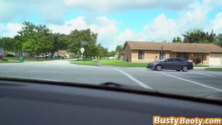 Booty of busty babe shaking while boning big cock