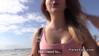 Babe sucked cops big dick on the beach pov