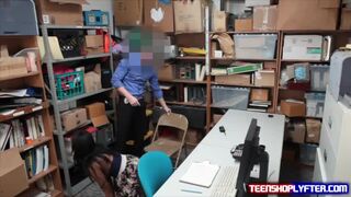 Black teen Daya Knight bent over desk and fucked doggy