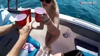 Cute teen besties boat ride and enjoyed nasty group sex