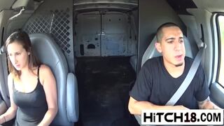 Teen hitchhiker Ashley Adams fucked rough in the back of the van
