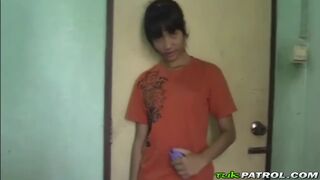 Young Asian brunette sucks hard dick and gets tight pussy defiled