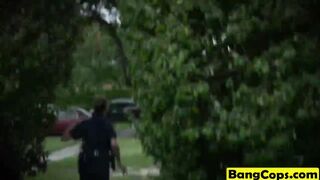 Slutty cops get banged by black stud outdoors