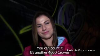 Euro brunette adventurer fucking in public