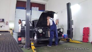 Auto mechanic fucks busty female cab driver