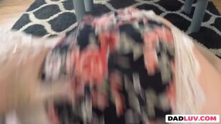 Sweet blonde teen Dolly calm down big cock daddy with her juicy pussy