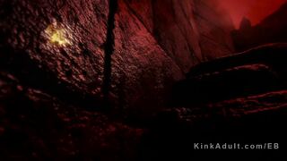 Lesbian vampires strap on anal threesome