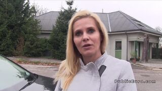 Busty blonde Milf bangs in public